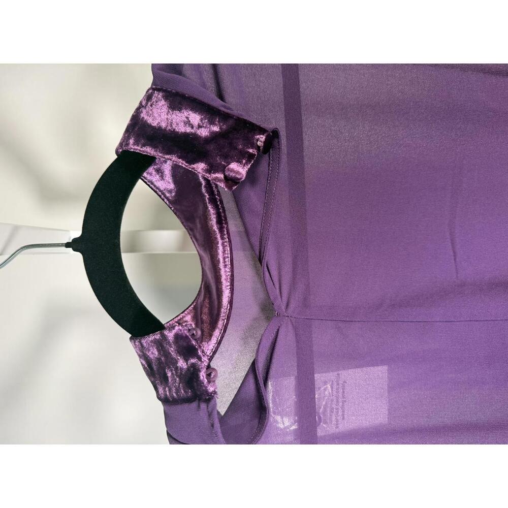 NWT G by Giuliana Women's Black Label Chiffon Poncho Velour Trim Purple Size XS - Picture 4 of 8